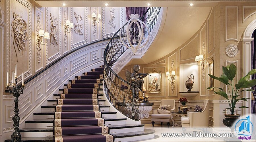 طراحی پله‌های مارپیچ برای دکوراسیون داخلی ویلا
